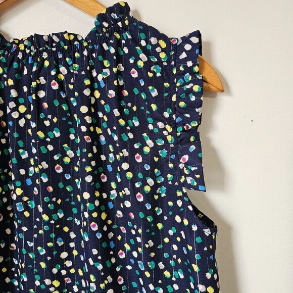 EUC LIKE NEW BETSEY'S BOUTIQUE SHOP SPECKLED MOCK NECK RUFFLE EDGES TANK TOP SM - Picture 7 of 15